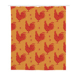 Chinese Rooster Pattern Print Polyester Shower Curtain