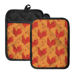 Chinese Rooster Pattern Print Pot Holders With Pocket