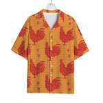 Chinese Rooster Pattern Print Rayon Hawaiian Shirt