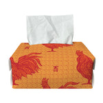 Chinese Rooster Pattern Print Rectangle Tissue Box Cover