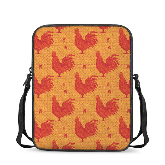 Chinese Rooster Pattern Print Rectangular Crossbody Bag