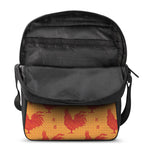 Chinese Rooster Pattern Print Rectangular Crossbody Bag