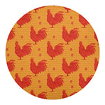 Chinese Rooster Pattern Print Round Blanket