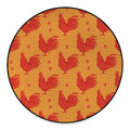 Chinese Rooster Pattern Print Round Floor Mat