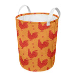 Chinese Rooster Pattern Print Round Laundry Basket