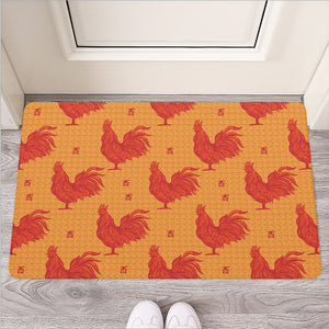 Chinese Rooster Pattern Print Rubber Doormat