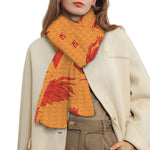 Chinese Rooster Pattern Print Scarf