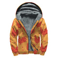 Chinese Rooster Pattern Print Sherpa Lined Zip Up Hoodie
