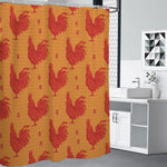 Chinese Rooster Pattern Print Shower Curtain