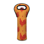 Chinese Rooster Pattern Print Single Neoprene Wine Tote