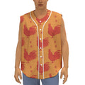 Chinese Rooster Pattern Print Sleeveless Baseball Jersey