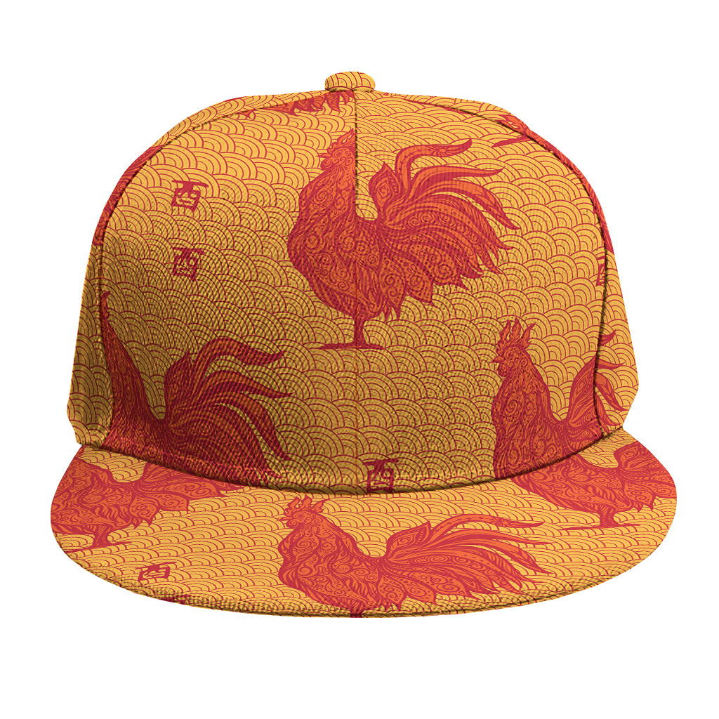 Chinese Rooster Pattern Print Snapback Cap