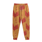 Chinese Rooster Pattern Print Sweatpants