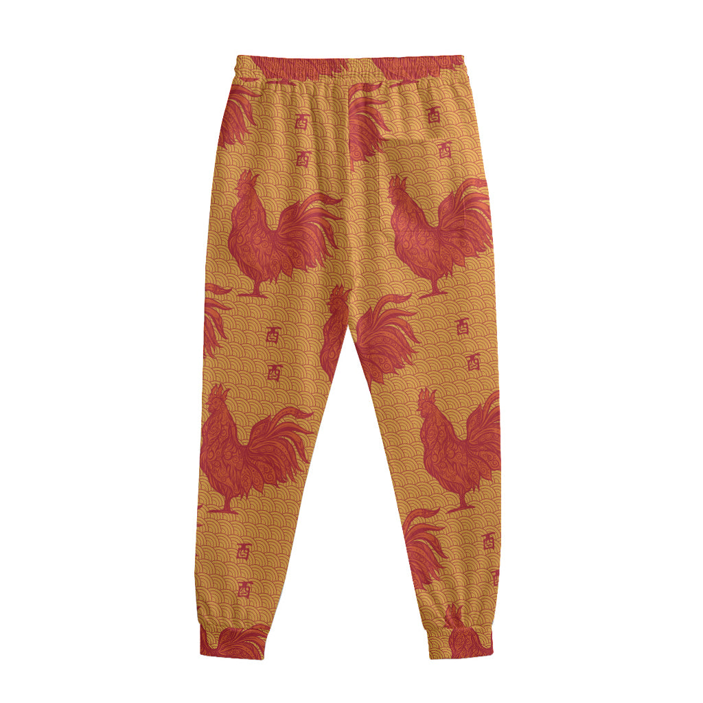 Chinese Rooster Pattern Print Sweatpants