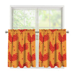 Chinese Rooster Pattern Print Tier Curtains