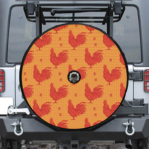 Chinese Rooster Pattern Print Tire Cover With Camera Hole