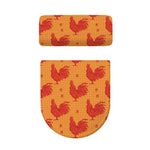 Chinese Rooster Pattern Print Toilet Lid And Tank Cover Set