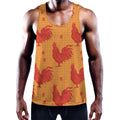 Chinese Rooster Pattern Print Men's Workout Tank Top