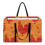 Chinese Rooster Pattern Print Utility Tote Bag
