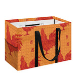Chinese Rooster Pattern Print Utility Tote Bag