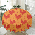 Chinese Rooster Pattern Print Waterproof Round Tablecloth