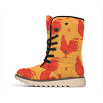 Chinese Rooster Pattern Print Winter Boots