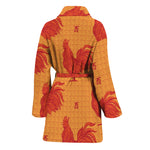 Chinese Rooster Pattern Print Women's Bathrobe