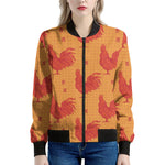 Chinese Rooster Pattern Print Women's Bomber Jacket