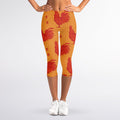 Chinese Rooster Pattern Print Women's Capri Leggings