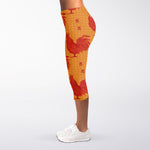 Chinese Rooster Pattern Print Women's Capri Leggings