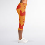 Chinese Rooster Pattern Print Women's Capri Leggings