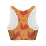 Chinese Rooster Pattern Print Women's Sports Bra