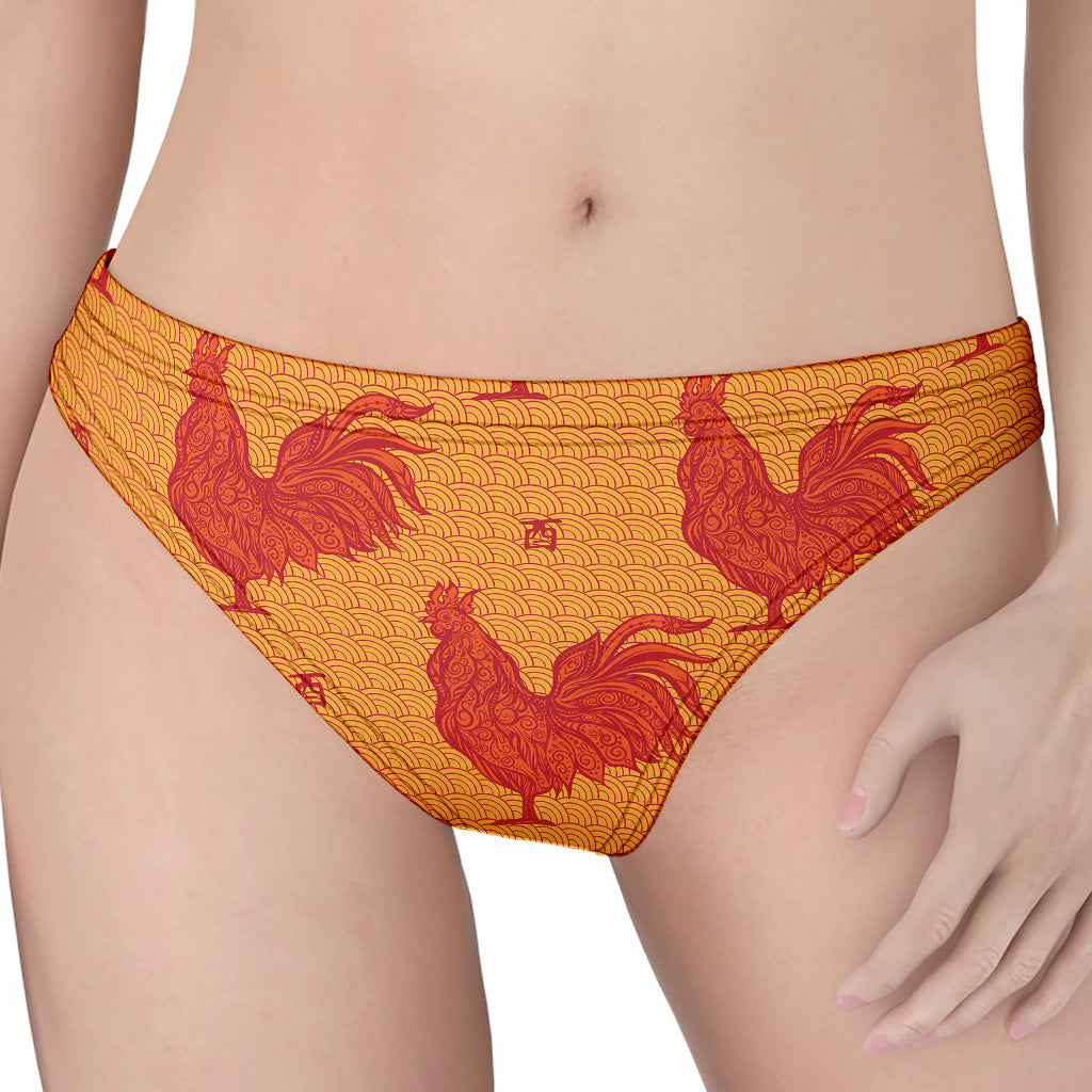 Chinese Rooster Pattern Print Women's Thong