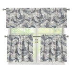Chinese Sea Dragon Pattern Print 3 Piece Kitchen Curtains