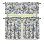 Chinese Sea Dragon Pattern Print 3 Piece Kitchen Curtains