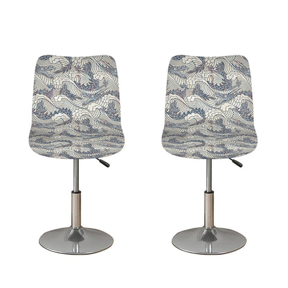 Chinese Sea Dragon Pattern Print Bar Stool Covers