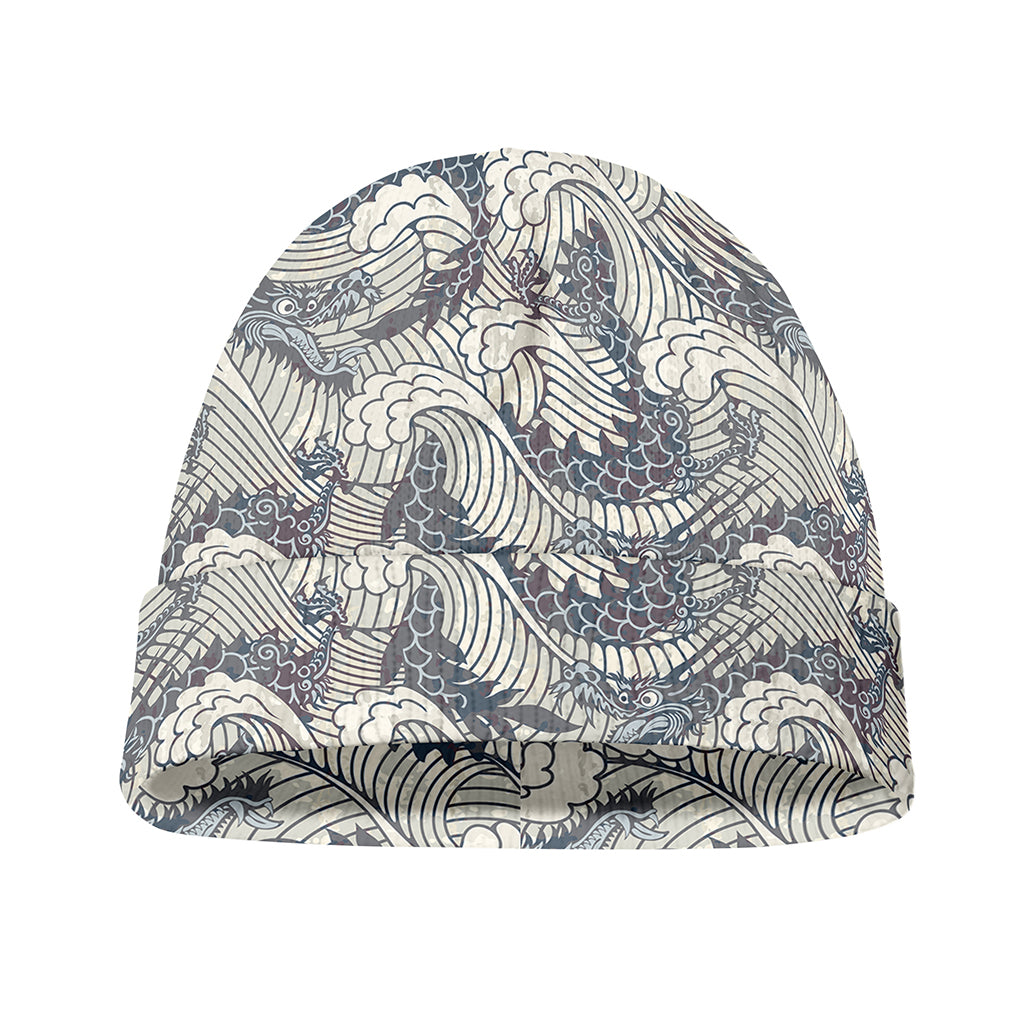 Chinese Sea Dragon Pattern Print Beanie