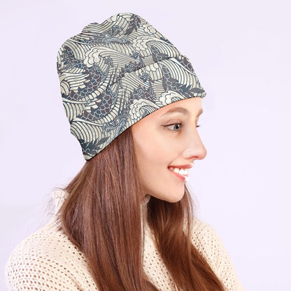 Chinese Sea Dragon Pattern Print Beanie