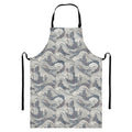 Chinese Sea Dragon Pattern Print Bib Apron With Pocket
