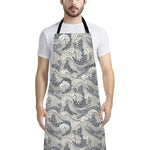 Chinese Sea Dragon Pattern Print Bib Apron With Pocket