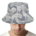 Chinese Sea Dragon Pattern Print Bucket Hat