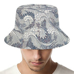 Chinese Sea Dragon Pattern Print Bucket Hat