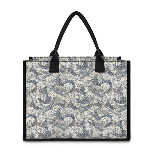 Chinese Sea Dragon Pattern Print Canvas Tote Bag