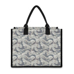 Chinese Sea Dragon Pattern Print Canvas Tote Bag