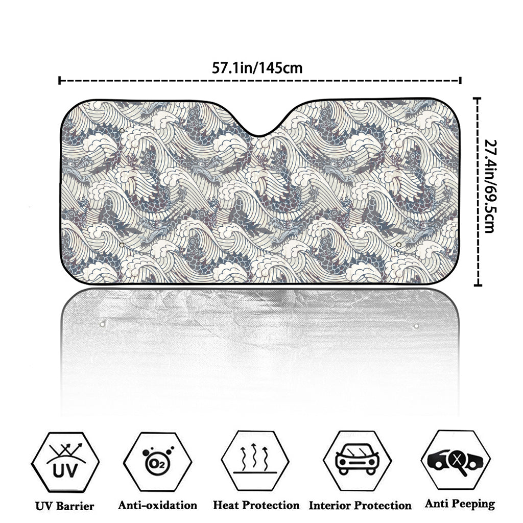 Chinese Sea Dragon Pattern Print Car Windshield Sun Shade