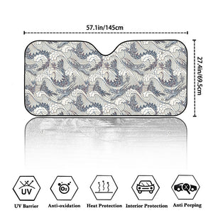 Chinese Sea Dragon Pattern Print Car Windshield Sun Shade