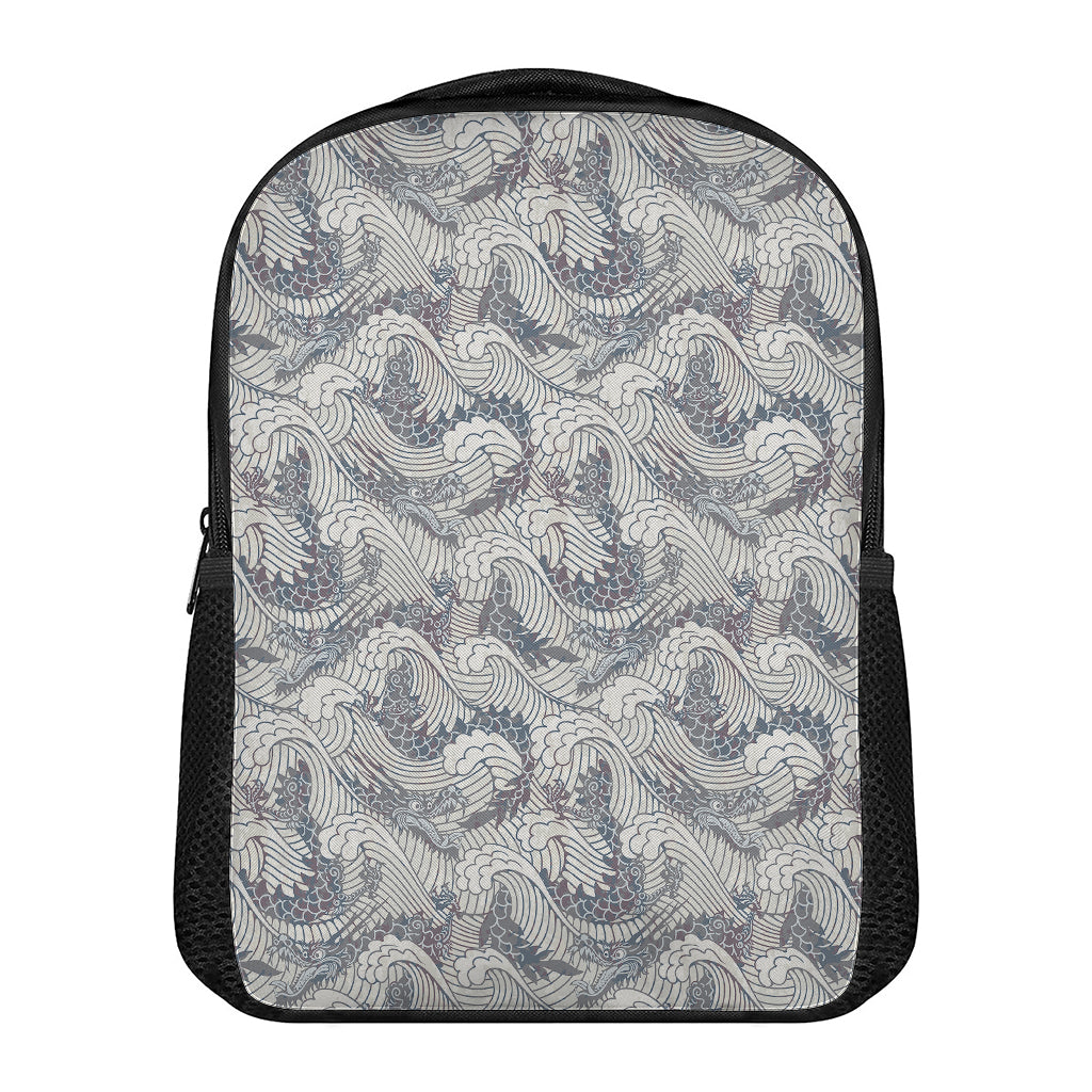 Chinese Sea Dragon Pattern Print Casual Backpack