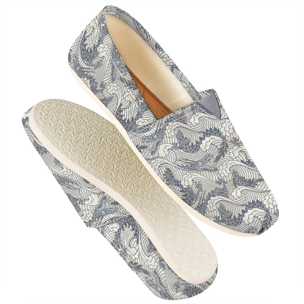 Chinese Sea Dragon Pattern Print Casual Shoes