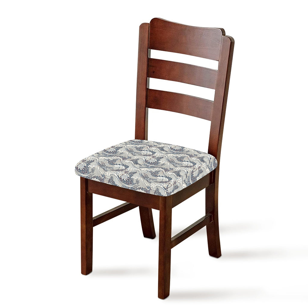 Chinese Sea Dragon Pattern Print Chair Cushion Cover