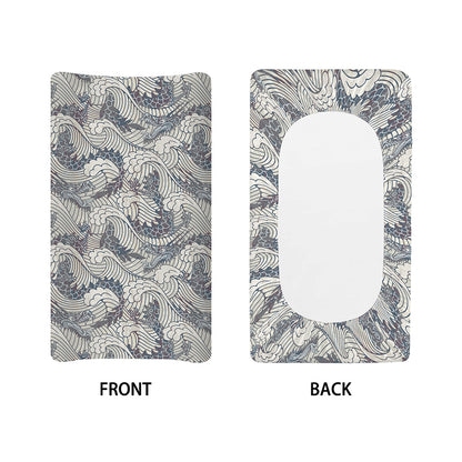 Chinese Sea Dragon Pattern Print Changing Pad Cover